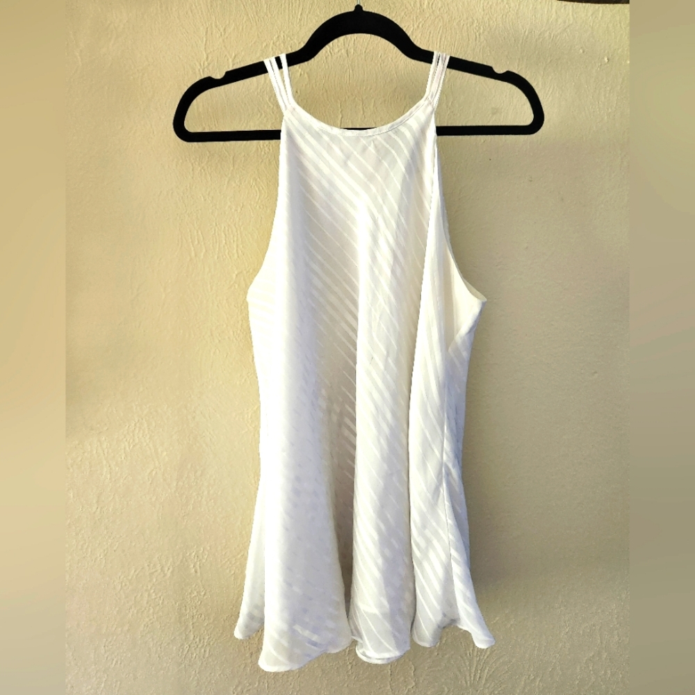 White House Black Market White Satin Strappy Tank